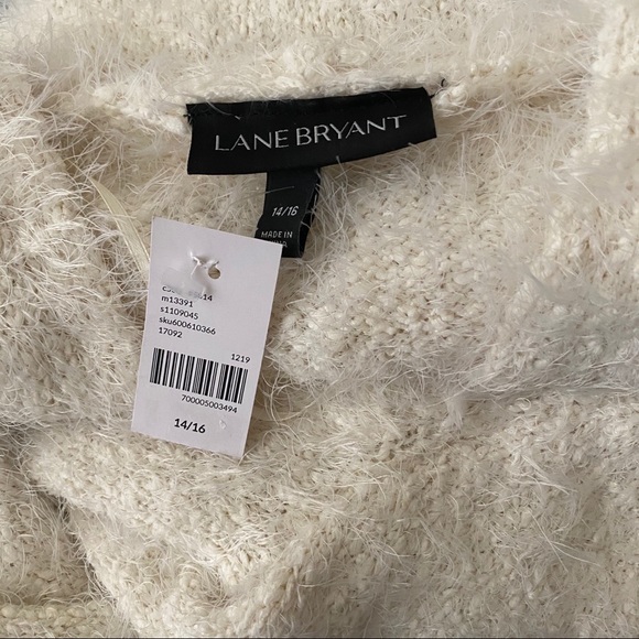 Lane Bryant eyelash v neck sweater cream 14/16 NWT - Picture 2 of 3